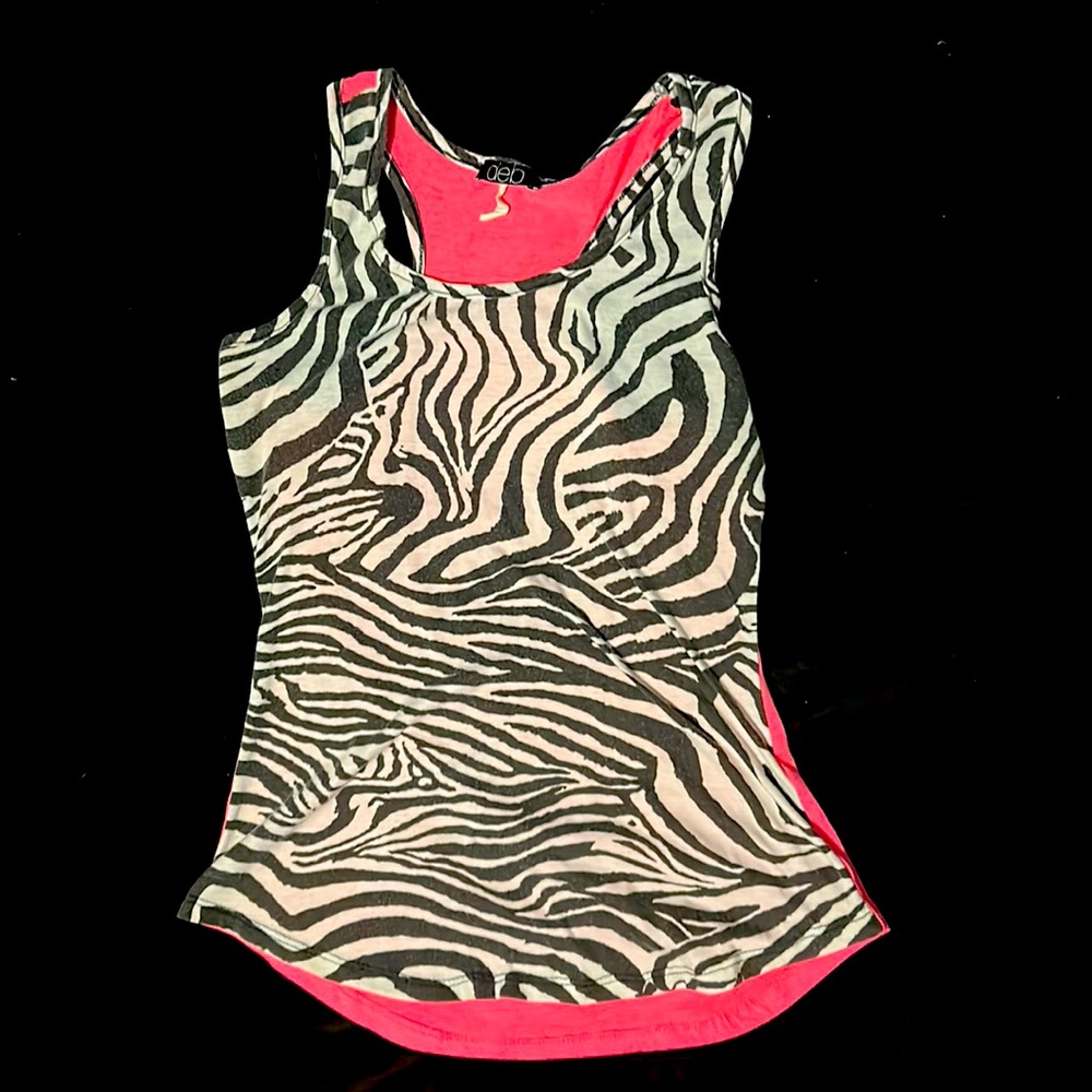 Tank top pink on the back and zebra print on the front